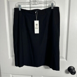 Eileen Fisher NEW w/tags stretch crepe pencil skirt, Lg., pull on, black, office